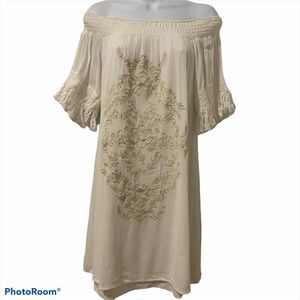 Embroidered Off the Shoulder Dress